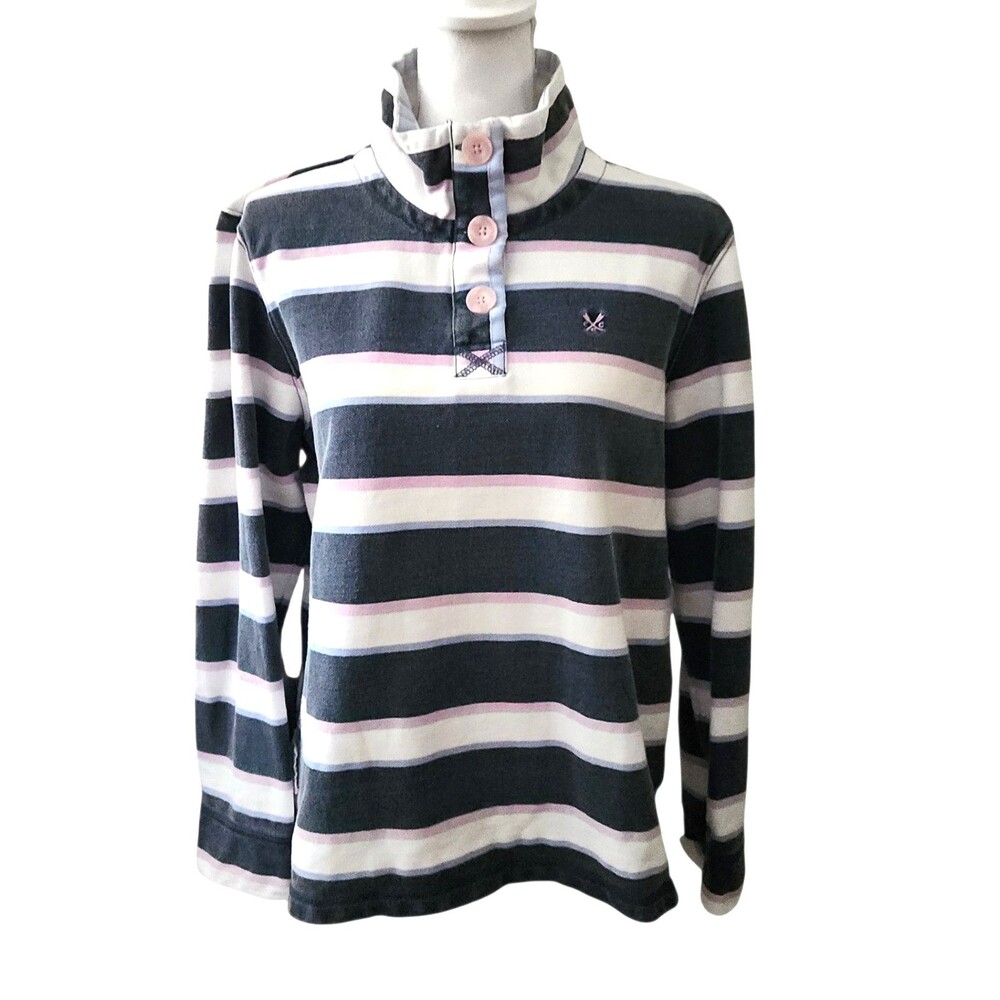 Crew Clothing Co. Gig Rowing Team Shirt Striped Heavy Cotton Buttons Wm. Size 16